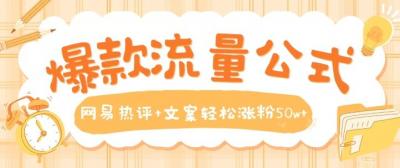 爆款流量公式，网易热评+文案轻松涨粉50w+【揭秘】