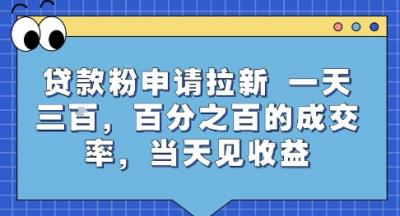 贷款粉申请拉新，一天三张，百分之百的成交率，当天见收益【揭秘】