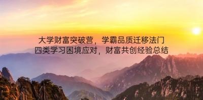 大学财富突破营，学霸品质迁移法门，四类学习困境应对，财富共创经验总结