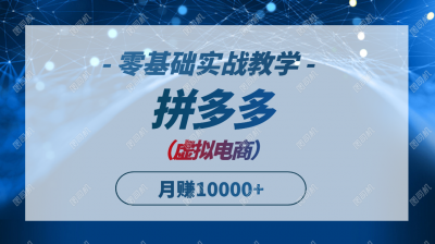拼多多虚拟电商,零基础实战教学,快速打爆商品,新手也能月入10000+