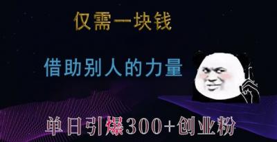 仅需一块钱,借助别人的力量,单日引爆300+创业粉、兼职粉【揭秘】