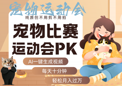 AI萌宠运动员跳水 射击 篮球 足球比赛 每天十分钟 附详细提示词文案库 代替做...