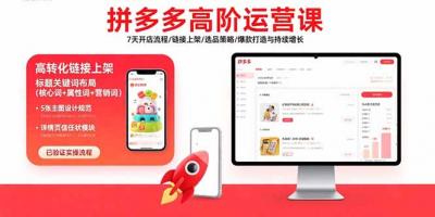 拼多多高阶运营课：7天开店流程/链接上架/选品策略/爆款打造与持续增长