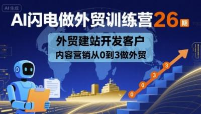 AI闪电做外贸训练营26期，外贸建站开发客户内容营销从0到3做外贸