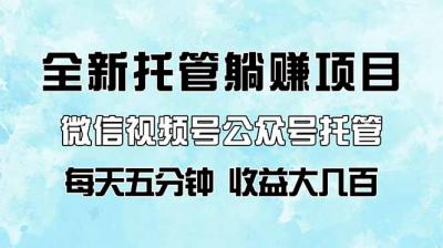 全新托管躺赚项目，微信视频号公众号托管代运营，每天五分钟，收益大几百