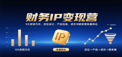 财务IP变现营：9大变现方式、定位设计、产品包装，成交与群发售批量转化