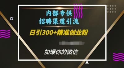 内部招聘渠道日引流300+创业粉,加爆你的微信【揭秘】