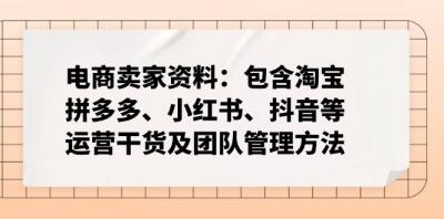 电商卖家资料:包含淘宝、拼多多、小红书、抖音等运营干货及团队管理方法