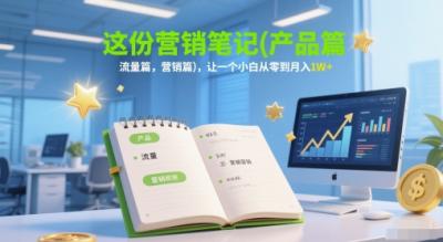 这份营销笔记(产品篇,流量篇,营销篇),让一个小白从零到月入1W+