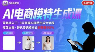 AI模特进阶课程，0基础高效生成逼真电商模特图