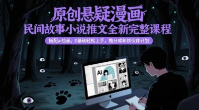 原创悬疑漫画民间故事小说推文全新完整课程, 搭配ai绘画,0基础轻松上手,撸分成和伙伴计划