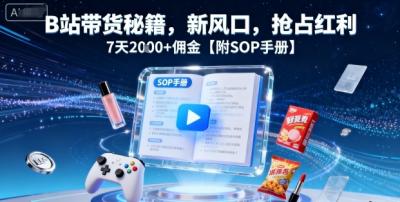 B站带货秘籍,新风口,抢占红利,7天2k+佣金【附SOP手册】