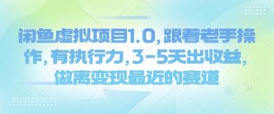 闲鱼虚拟项目1.0，跟着老手操作，有执行力，3-5天出收益，做离变现最近的赛道