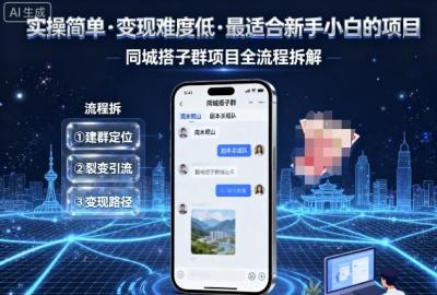 实操简单,变现难度低,最适合新手小白做的项目,每天轻松收入3张,同城搭子群项目全流程拆解