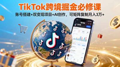 TikTo跨境掘金必修课,账号搭建+双变现项目+AI创作,可矩阵复制月入3万+
