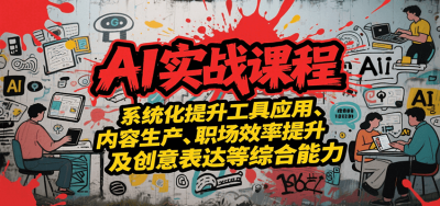 AI实战系统课程，提升工具应用、内容生产、职场效率提升及创意表达等综合能力