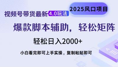 视频号带货最新4.0玩法,作品制作简单,当天起号,复制粘贴,轻松矩阵&8230;
