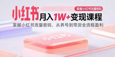 小红书月入1W+变现课程:掌握小红书流量密码,从养号到带货全流程盈利