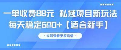 一单收费88元 私域项目新玩法 每天稳定6张+【适合新手】