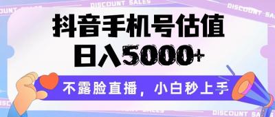 抖音手机号估值，日入5000+，不露脸直播，小白秒上手