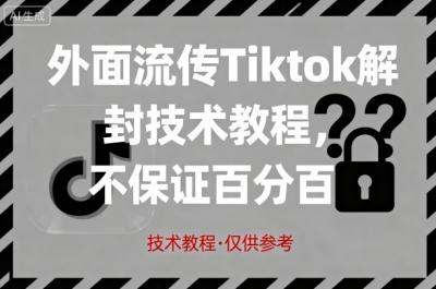 外面流传Tiktok解封技术教程，不保证百分百，具体自测
