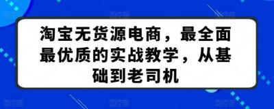 淘宝无货源电商，最全面最优质的实战教学，从基础到老司机