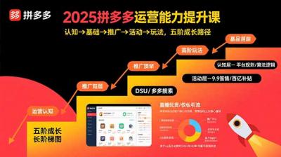 2025拼多多运营能力提升课：认知→基础→推广→活动→玩法，五阶成长路径