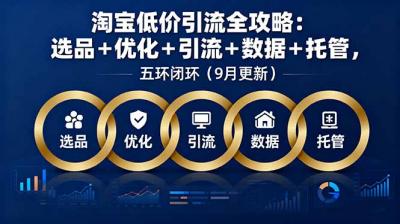 淘宝低价引流全攻略:选品+优化+引流+数据+托管,五环闭环(9月更新