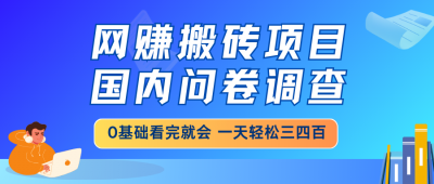 网赚搬砖项目,国内问卷调查,0基础看完就会 一天轻松三四百,靠谱副业&8230;