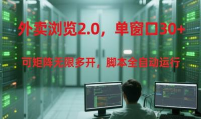 外卖浏览2.0，单窗口30+可矩阵无限多开，脚本全自动运行【揭秘】