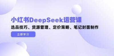 小红书DeepSeek运营课，选品技巧、货源管理、定价策略、笔记封面制作