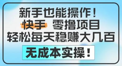 新手也能操作,快手零撸挣米,轻松每天挣2-5张,完全无成本