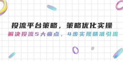 投流平台策略，策略优化实操，解决投流5大痛点，4步实现精准引流
