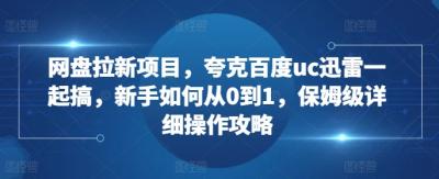 网盘拉新项目,夸克百度uc迅雷一起搞,新手如何从0到1,保姆级详细操作攻略