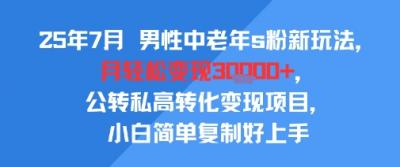 25年7月男性中老年s粉新玩法，月轻松变现3W+，公转私高转化变现项目，小白简单复制好上手