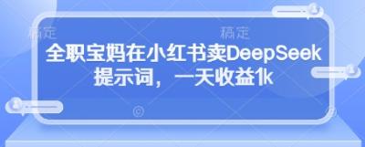 全职宝妈在小红书卖DeepSeek提示词,一天收益1k