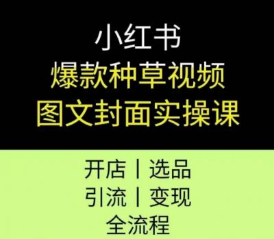 小红书爆款种草视频图文封面实操课，开店、选品、引流、变现全流程