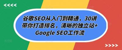 谷歌SEO从入门到精通,30讲带你打造排名,清晰的独立站+Google SEO工作流