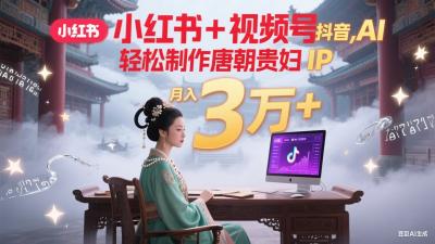 小红书+视频号+抖音，AI轻松制作唐朝贵妇IP，毒鸡汤、励志、减肥瘦身、养生赛道轻松切入，每天30分钟，轻松产出N条，月入3万+