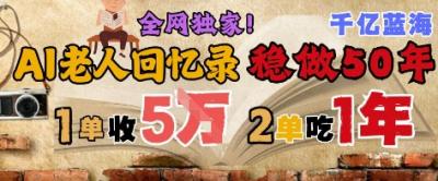 AI帮老人写回忆录，可以稳做50年的蓝海赛道，一单收2-3W，2单吃一年，长久可持续
