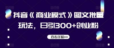 抖音《商业模式》图文批量玩法,日引300+创业粉【揭秘】