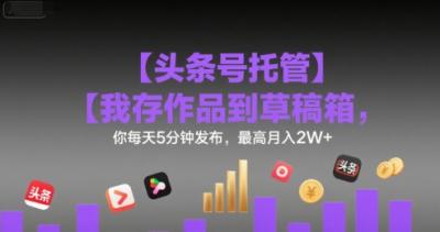 【头条号托管 】我存作品到草稿箱,你每天5分钟发布,最高月入2W+【揭秘】