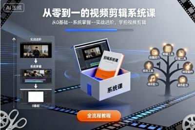 从零到一的视频剪辑系统课，从0基础--系统掌握--实战进阶，学拍视频剪辑
