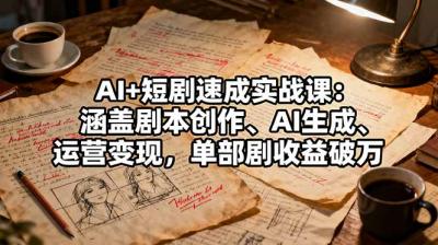 AI+短剧速成实战课：涵盖剧本创作、AI生成、运营变现，单部剧收益破万