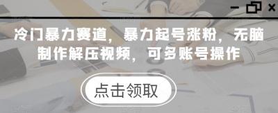 冷门暴力赛道,暴力起号涨粉,无脑制作解压视频,可多账号操作