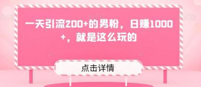 一天引流200+的男粉，日赚1000+，就是这么玩的