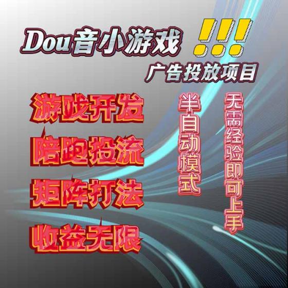 抖音小游戏广告推广项目，2025最新实测落地，单日收益300+