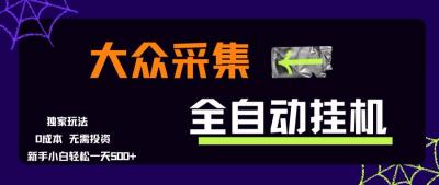 大众采集全自动玩法，新手小白轻松一天500+，操作简单