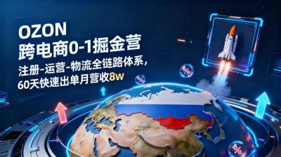 OZON跨境电商0-1掘金营:注册-运营-物流全链路体系,60天快速出单月营收8w