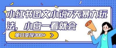 小红书图文小说7天暴力玩法，小白一看就会，单日变现300+